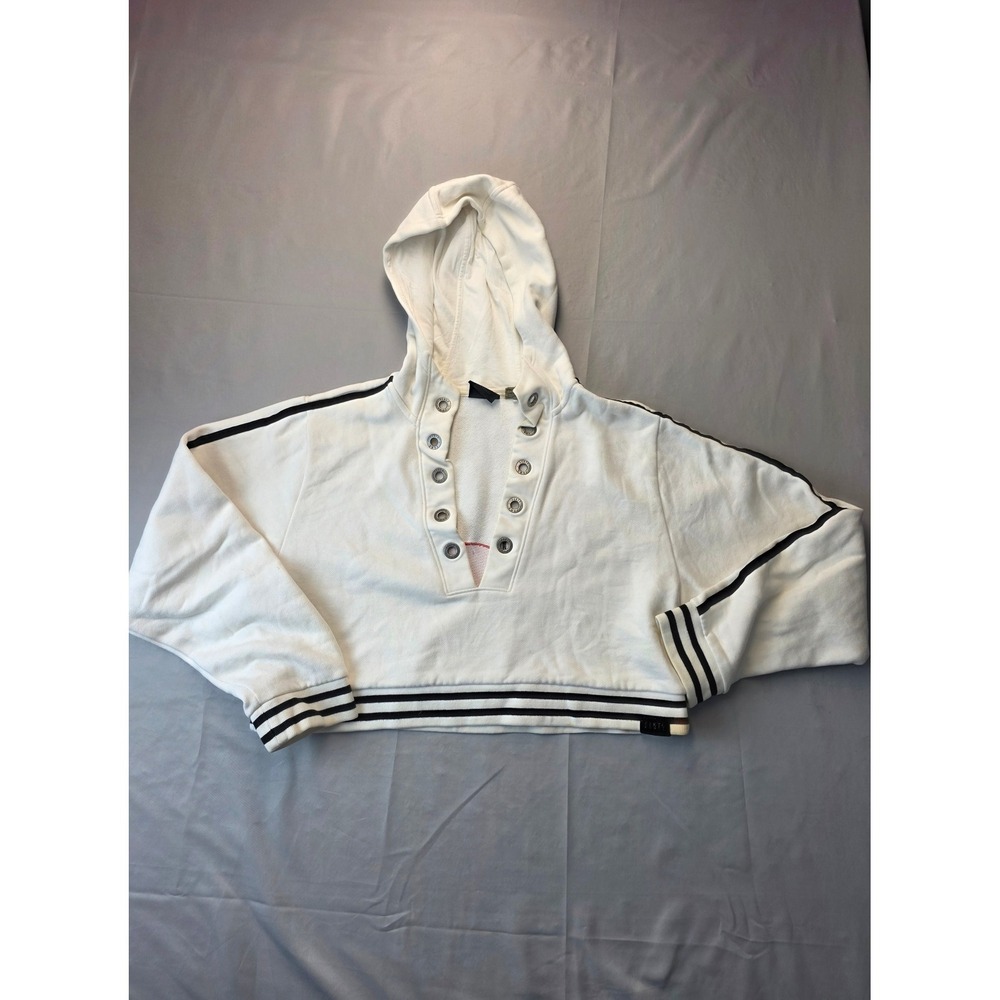 Fenty Puma by Rihanna Cropped Hoodie White Black Stripe Japanese Sun Graphic